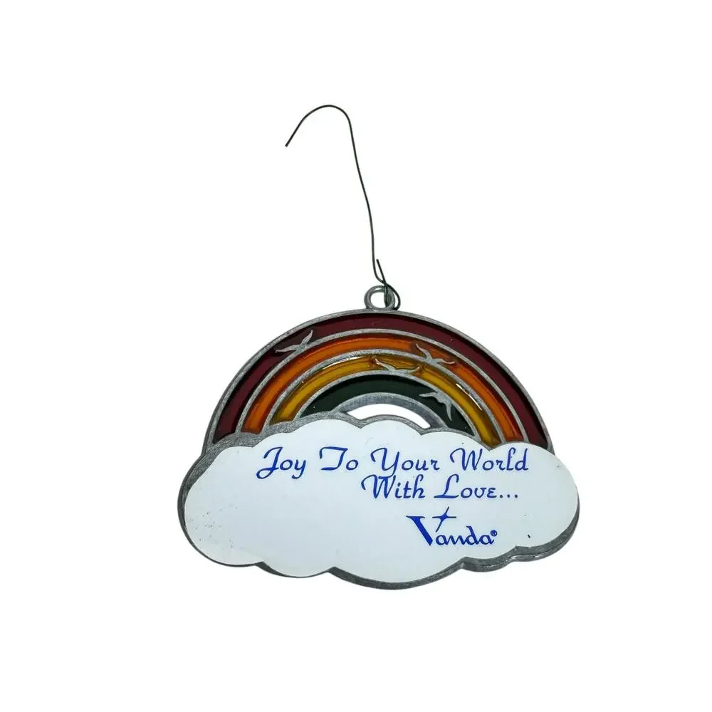 Vintage Stained Glass Rainbow‎ Cloud Metal Suncatcher Christmas Ornament